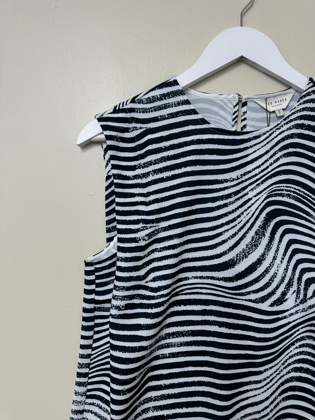Ted Baker Black White Striped Top - Size 10