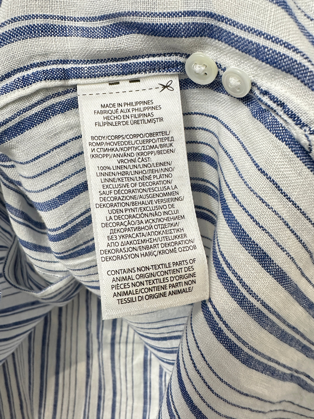 Polo Ralph Lauren Blue White Striped Hi-Low Shirt - Size L