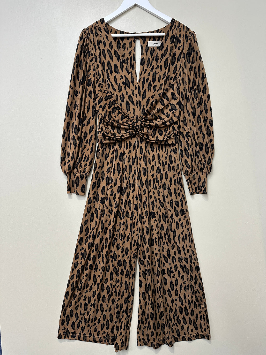 Jolie Moi Brown Black Leopard Print Jumpsuit - Size 10