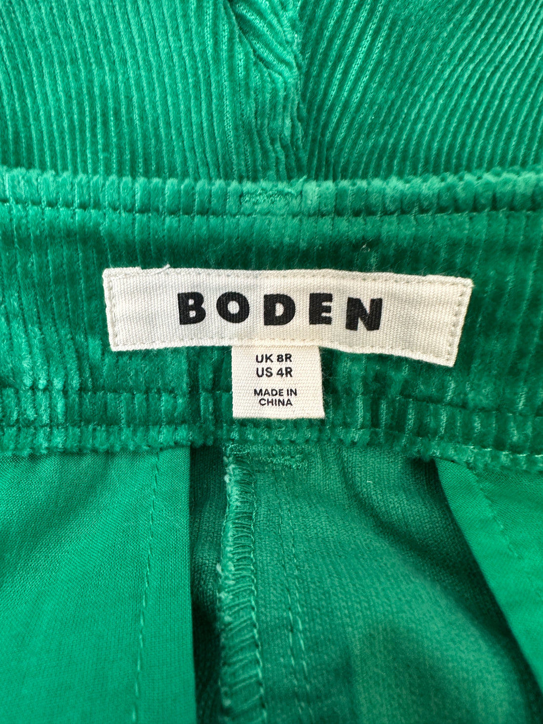 Boden Green Wide Leg Cord Trousers - Size 8