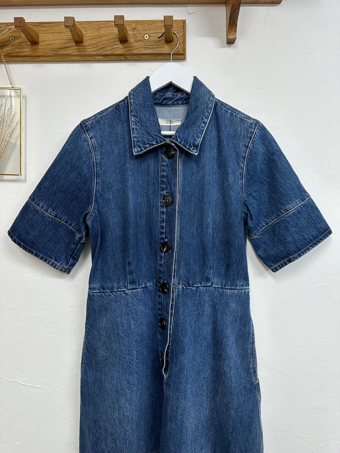 CO Collections Blue Denim Midi Shirt Dress - Size M
