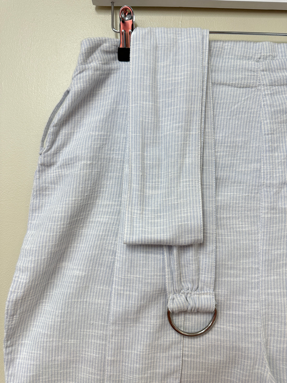 Intown Blue White Paperbag Belted Trousers - Size 12