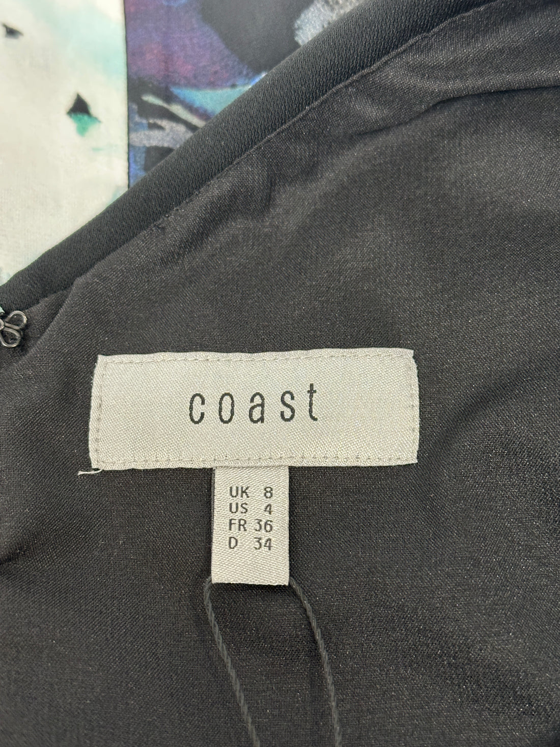 Coast Black Grey Blue Occasion Dress - Size 8