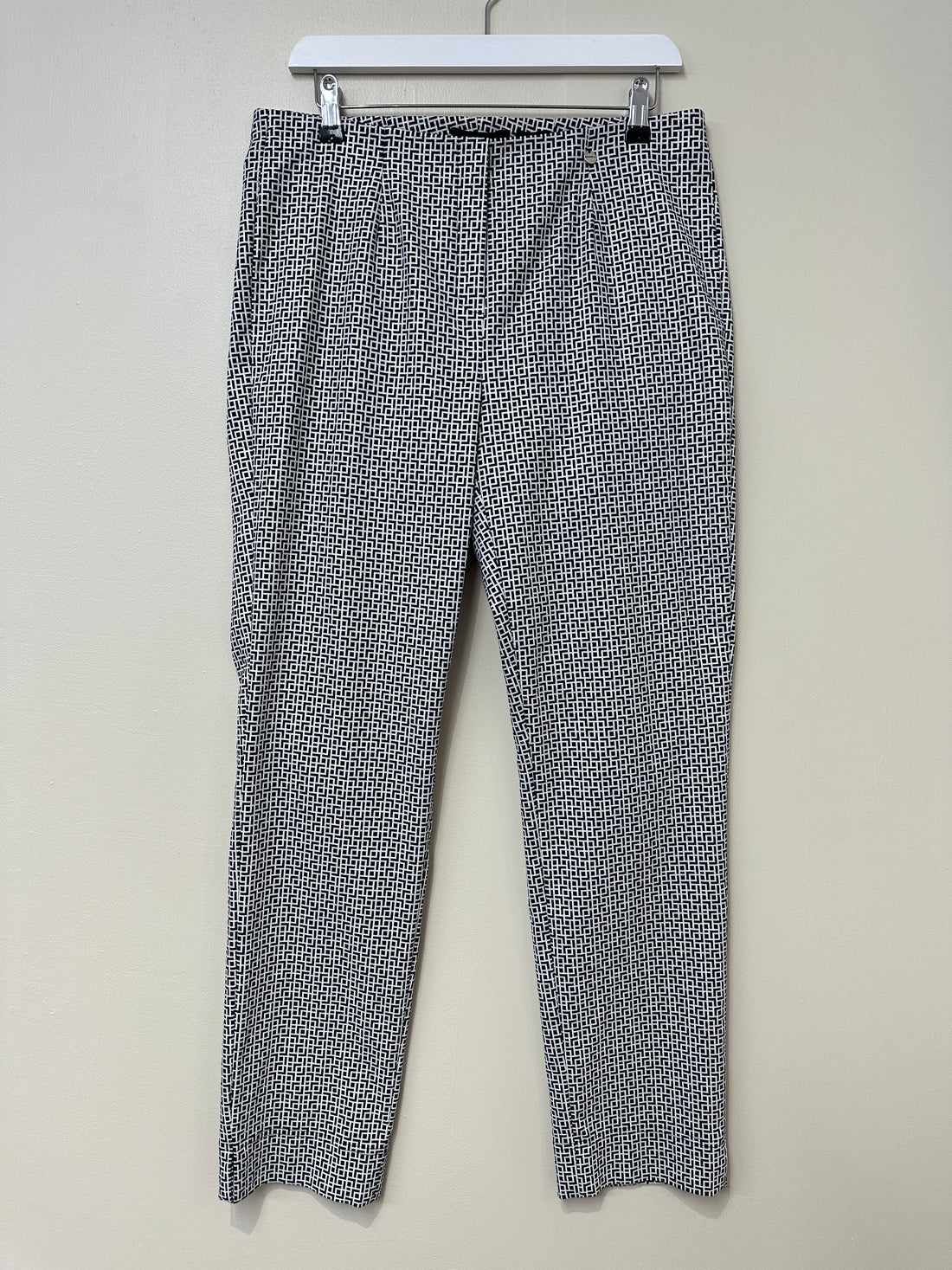 Robell Navy White Marie Full Length Tapered Trousers - Size 14