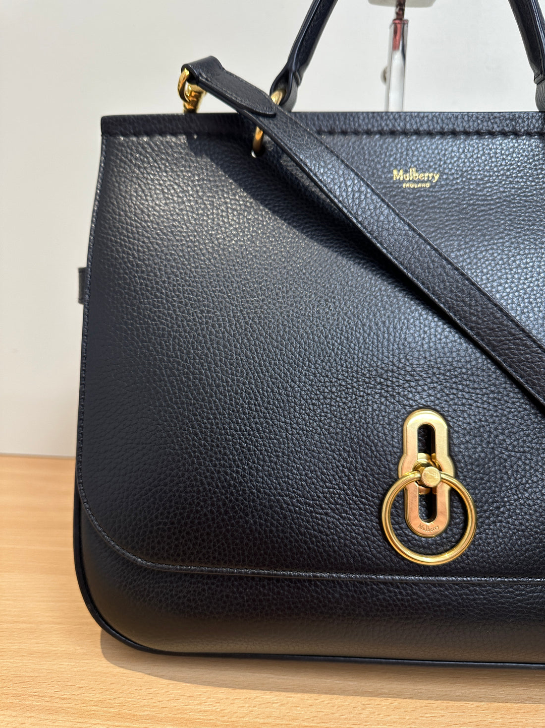 Mulberry Black Amberley Satchel with Gold Hardware