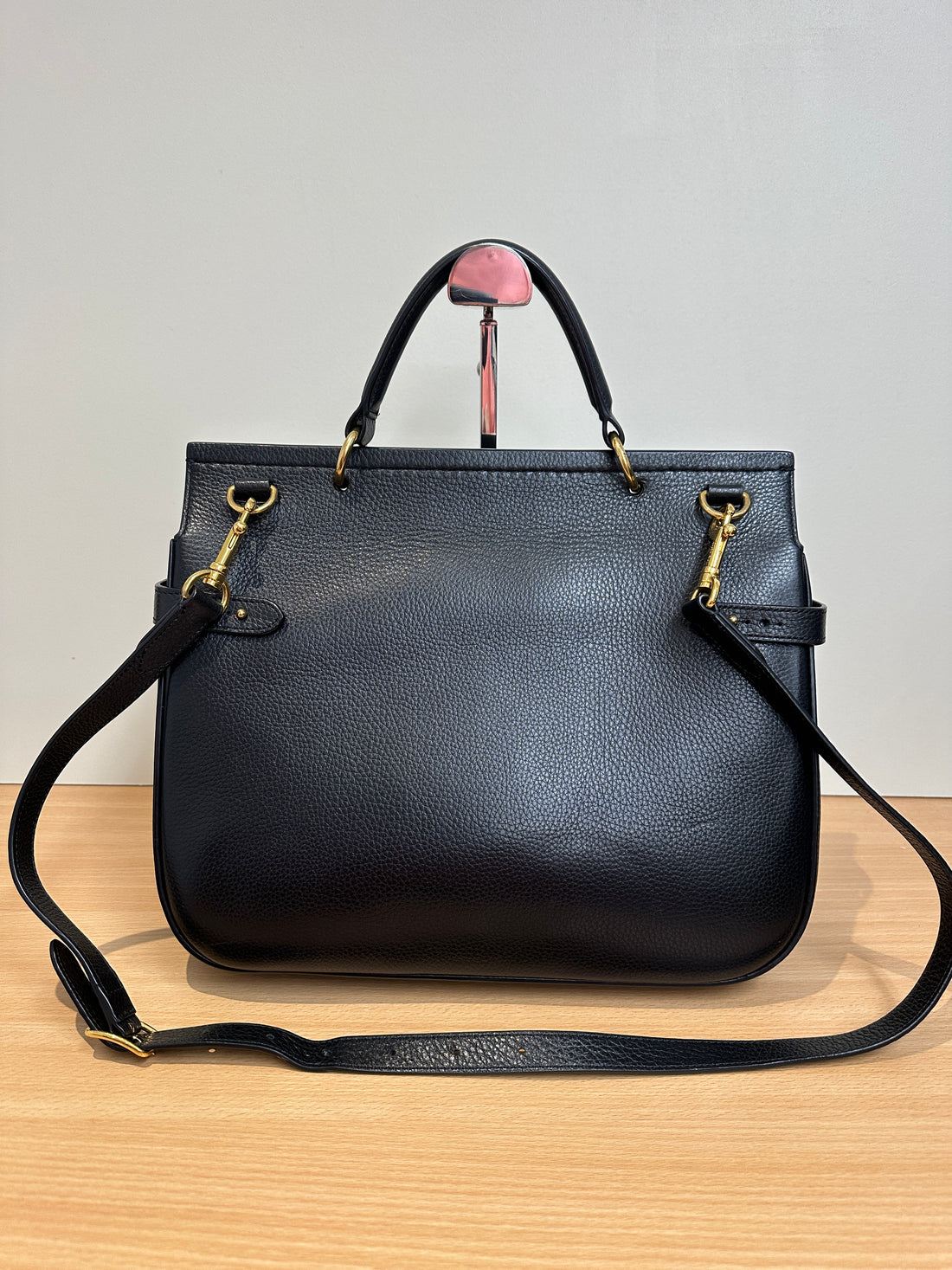 Mulberry Black Amberley Satchel with Gold Hardware