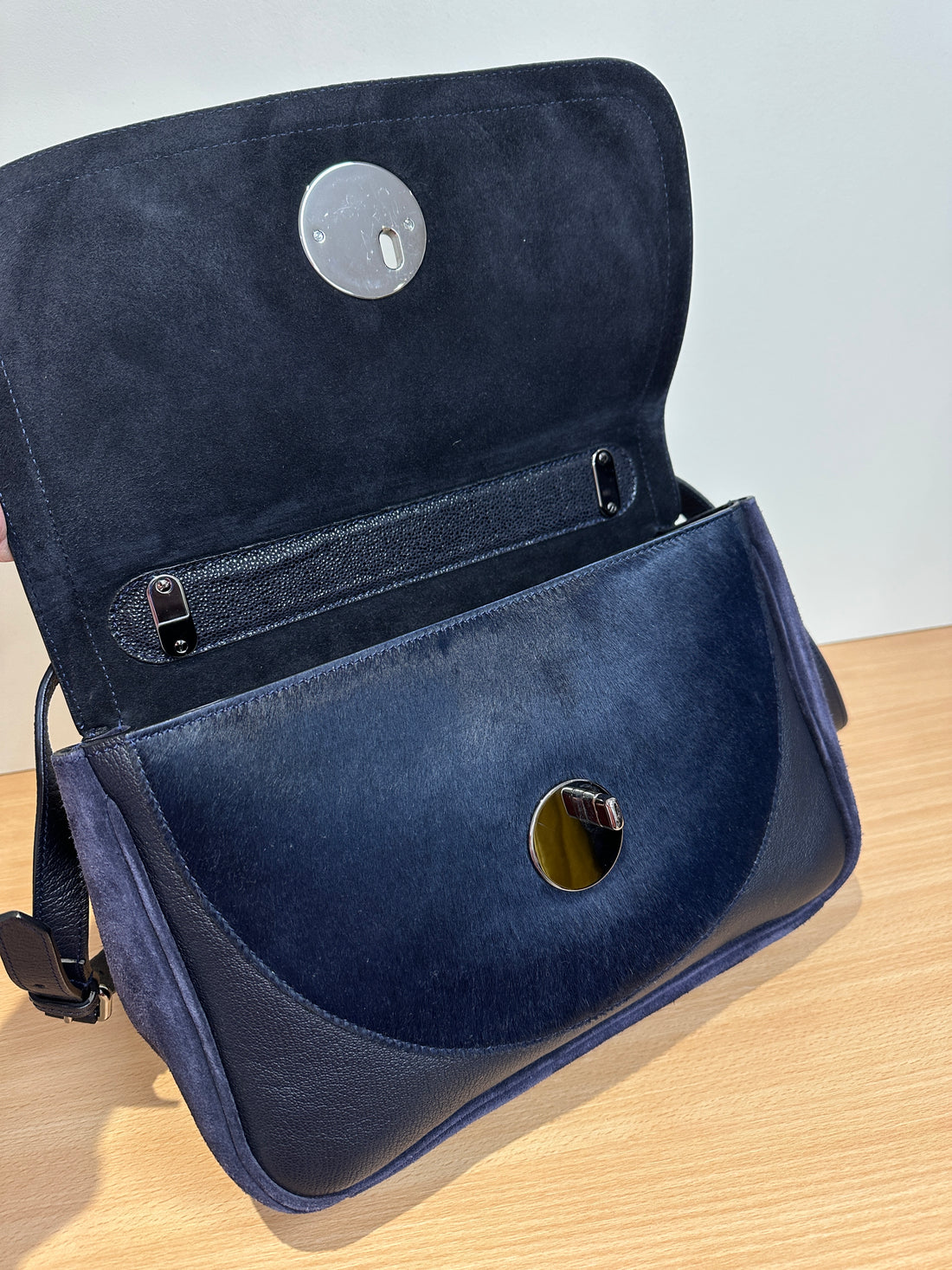Hill & Friends Navy Blue Happy Handbag
