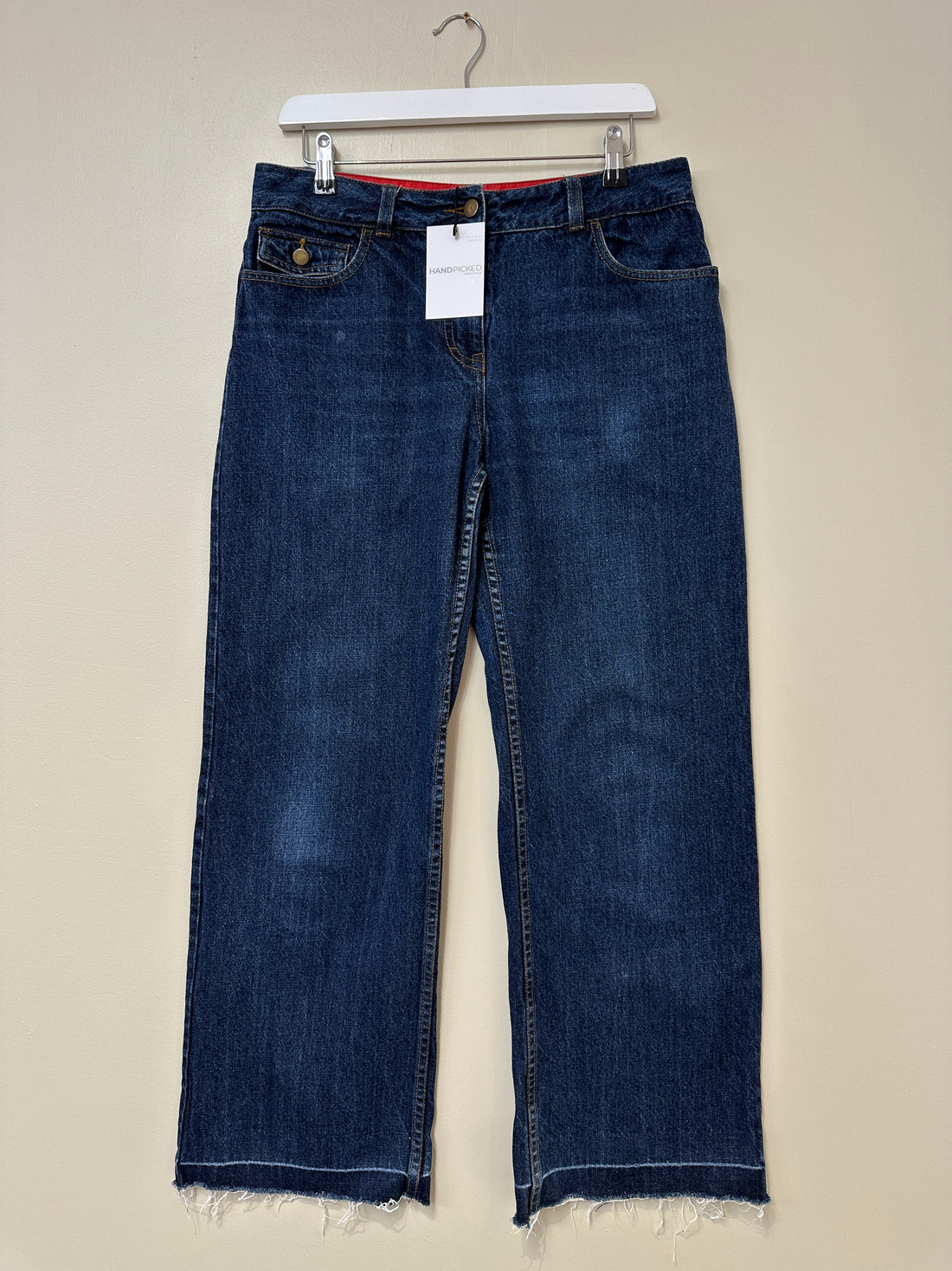 Toast Blue Wide Leg Raw Hem Jeans - Size 12