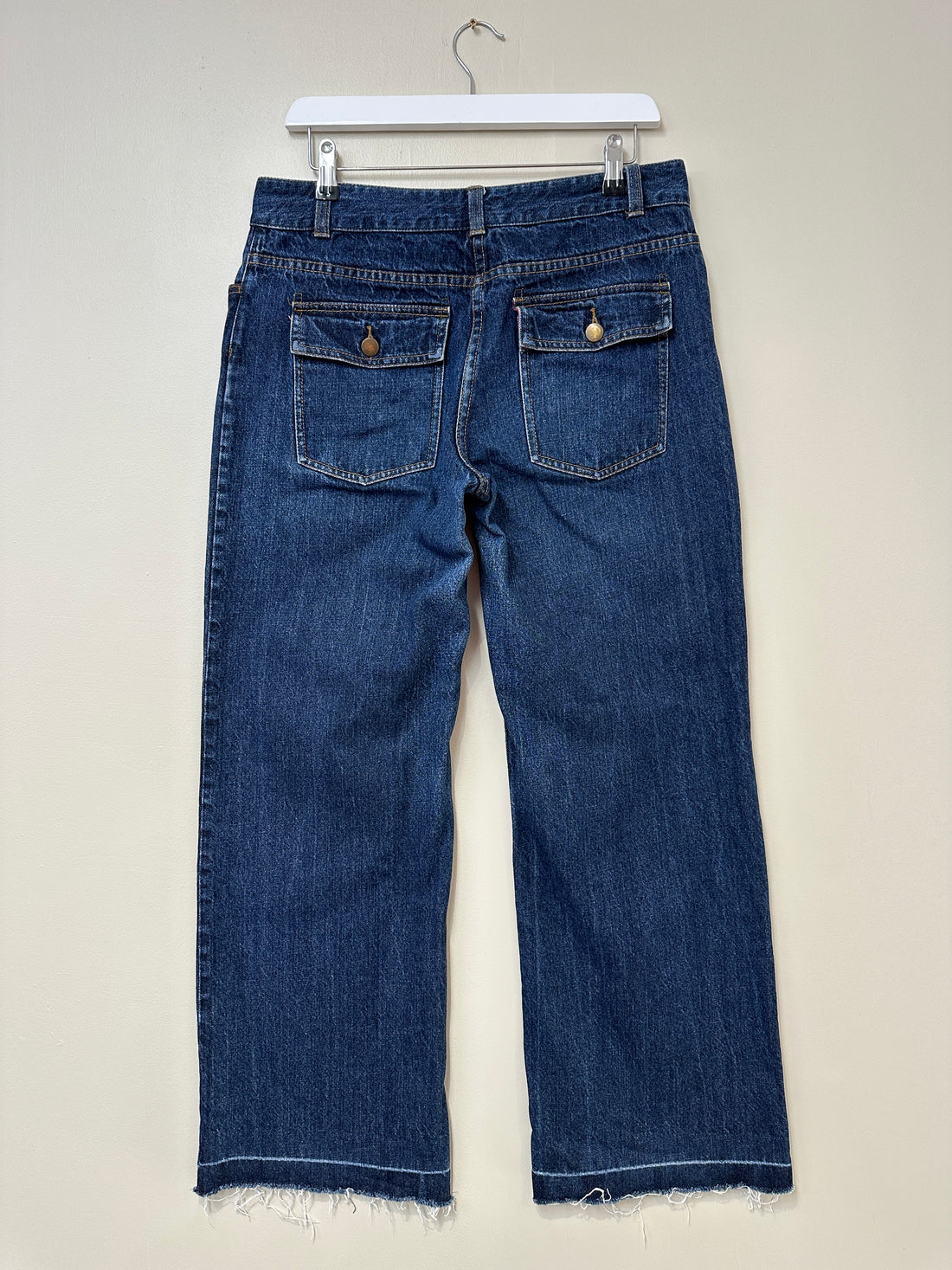 Toast Blue Wide Leg Raw Hem Jeans - Size 12