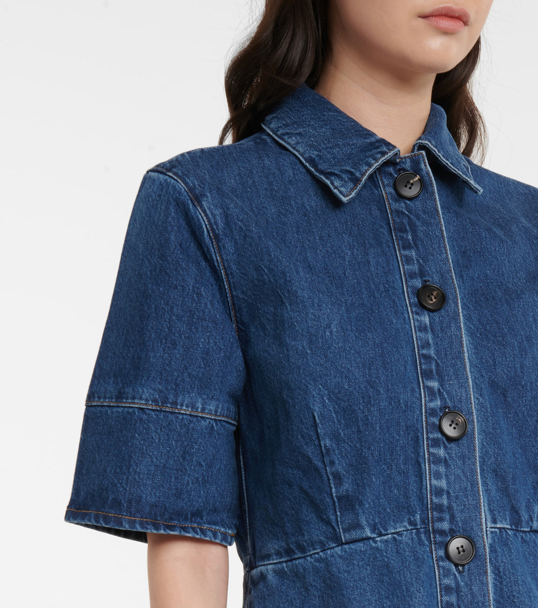 CO Collections Blue Denim Midi Shirt Dress - Size M