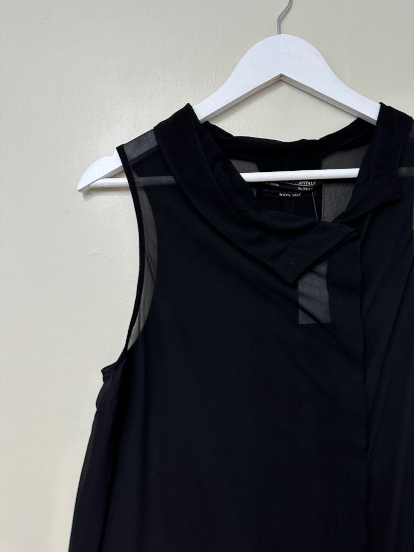 All Saints Black Silk Top - Size 8