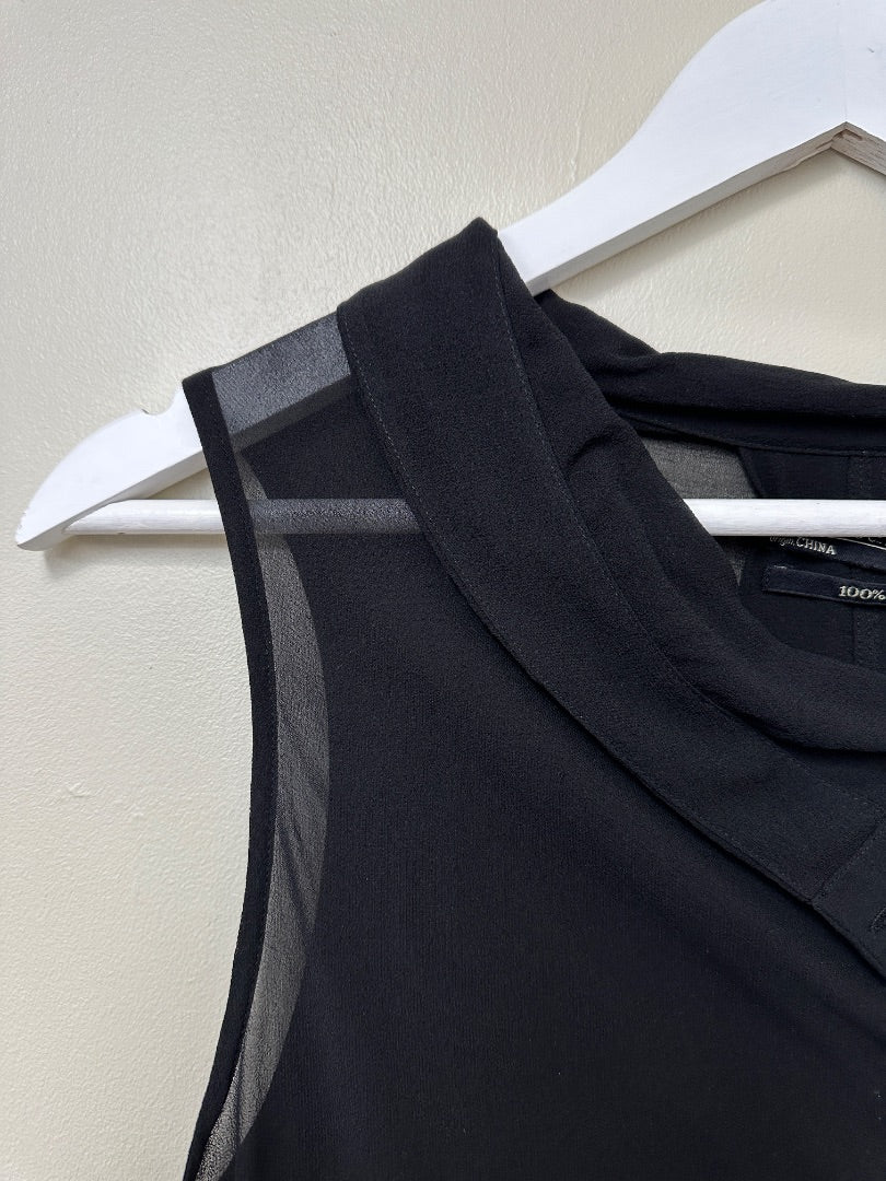 All Saints Black Silk Top - Size 8