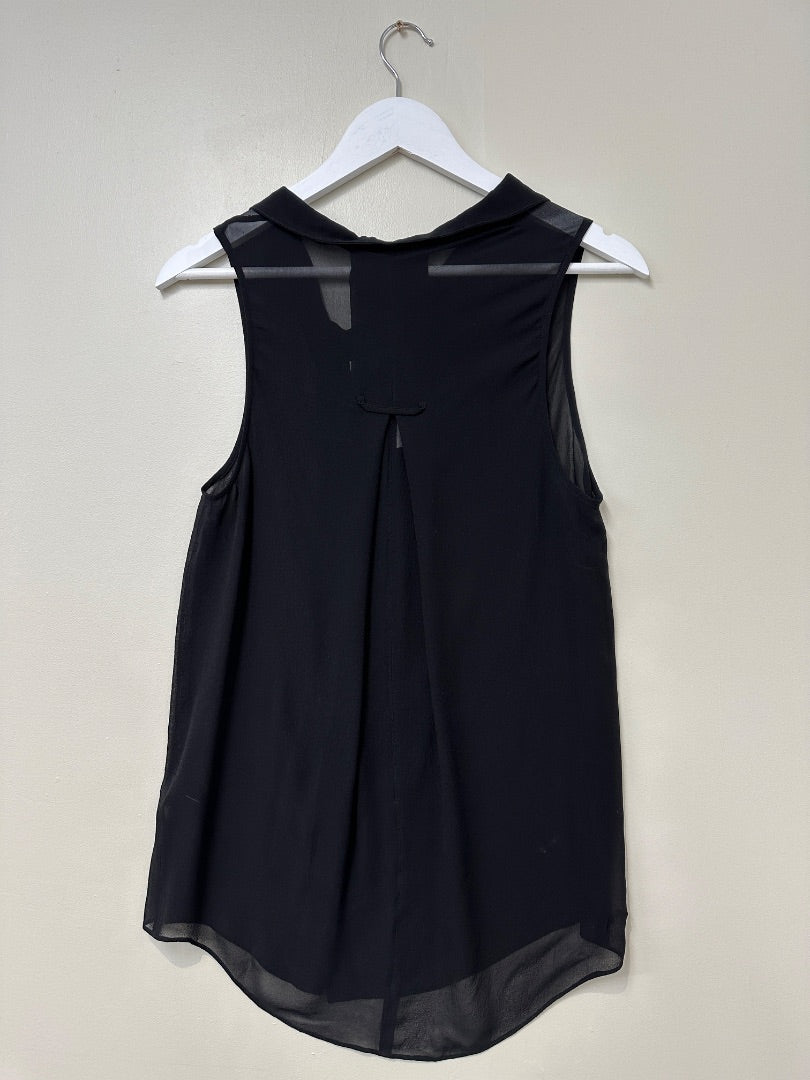 All Saints Black Silk Top - Size 8