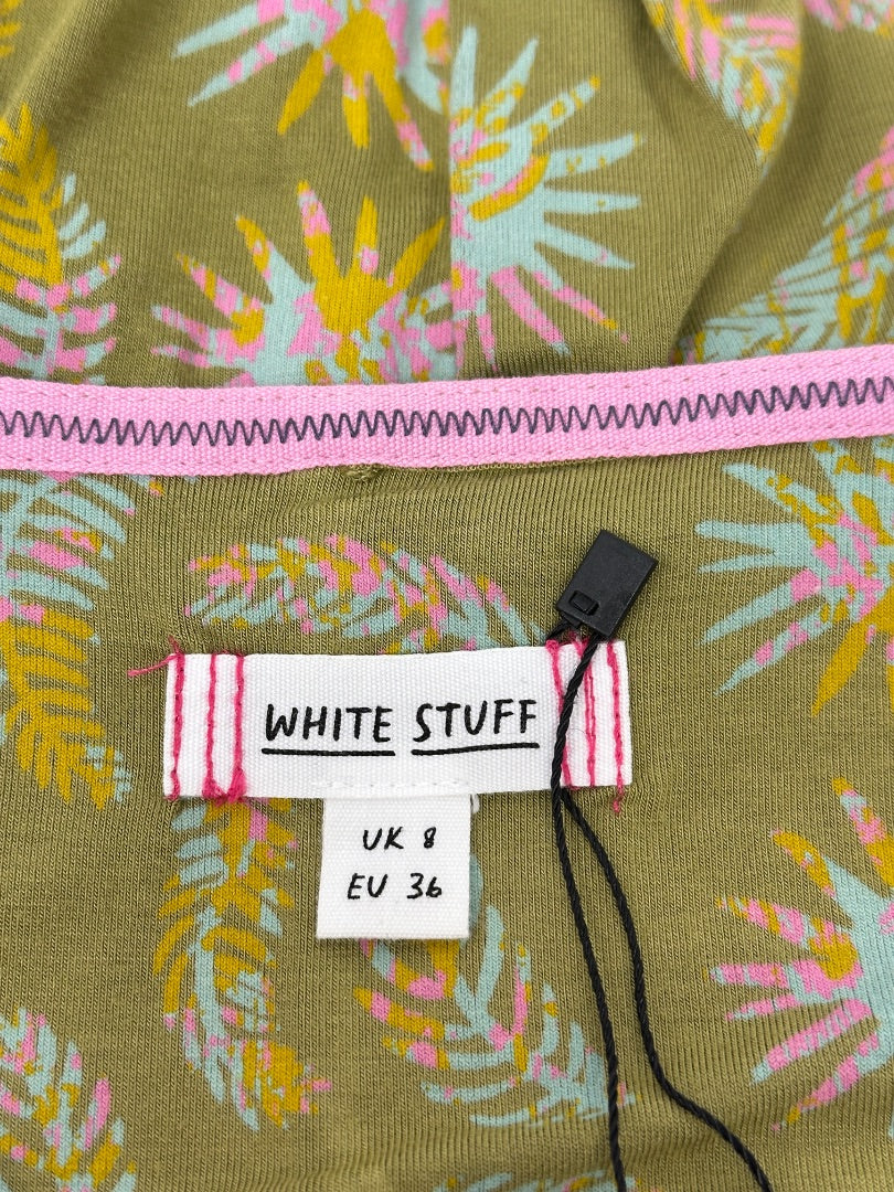 White Stuff Green Blue Pink Jersey Dress - Size 8