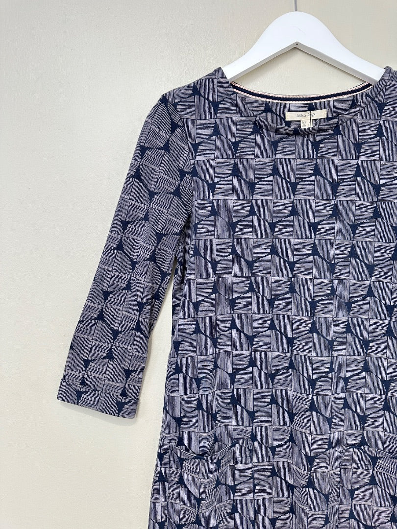 White Stuff Navy Grey Dress - Size 8