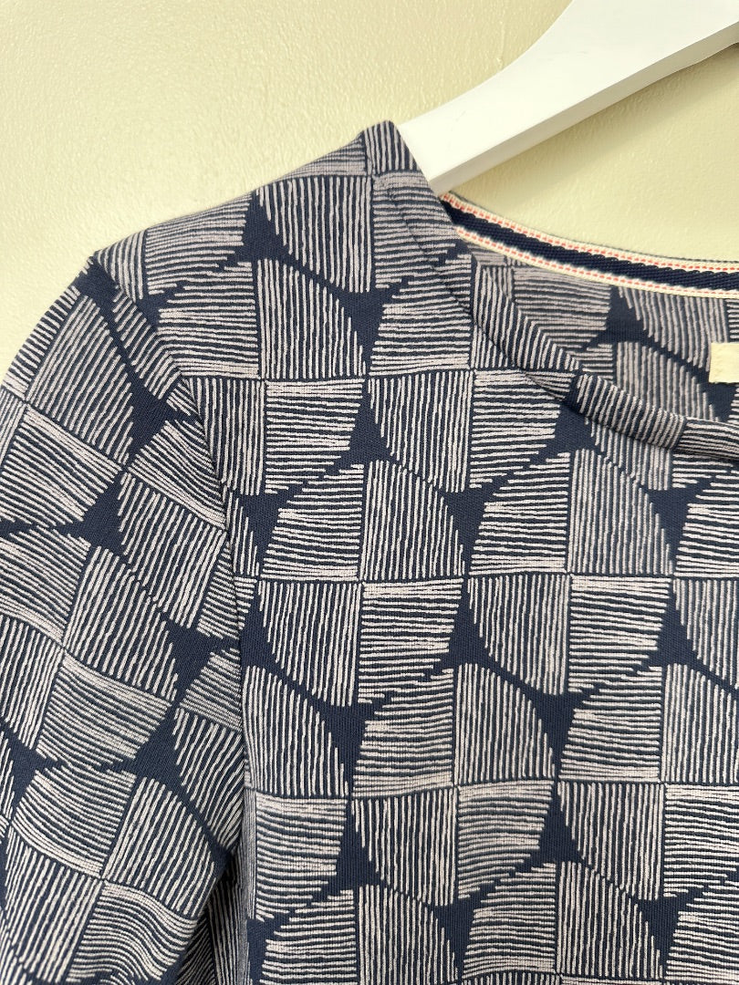 White Stuff Navy Grey Dress - Size 8