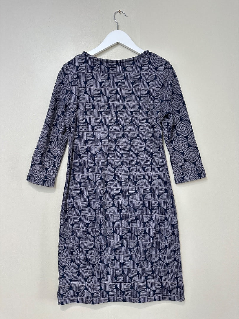 White Stuff Navy Grey Dress - Size 8
