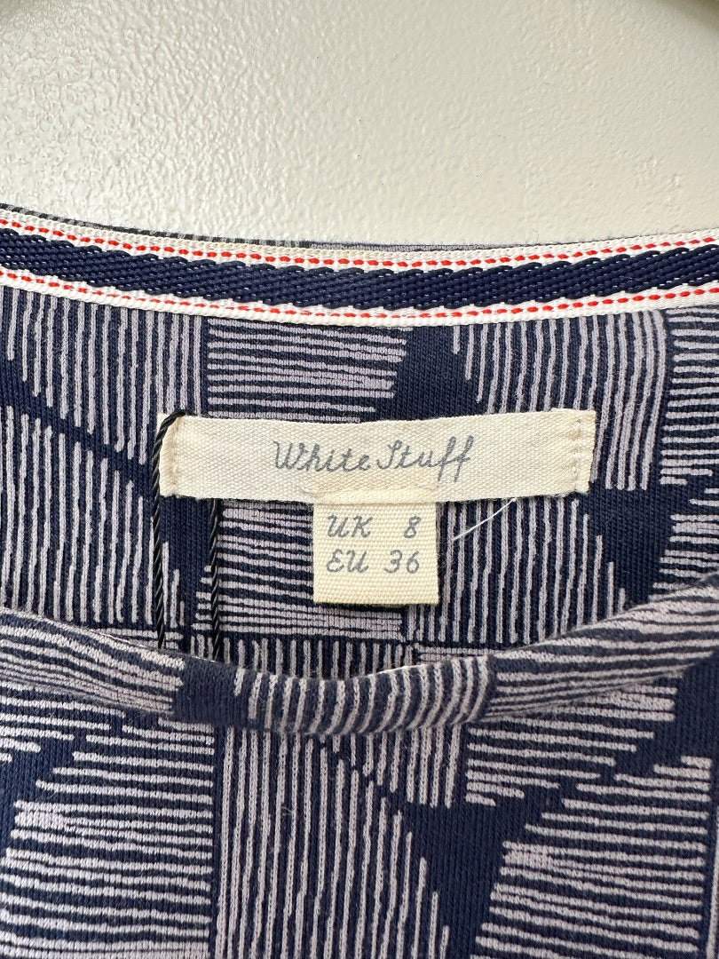 White Stuff Navy Grey Dress - Size 8