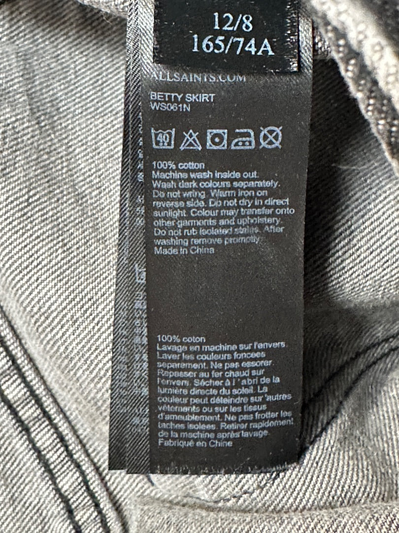 All Saints Black Denim Skirt - Size 12
