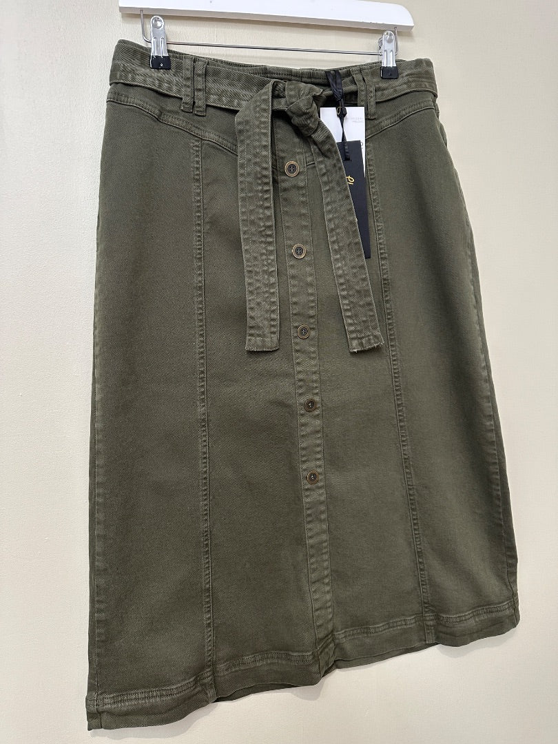 Phase Eight Khaki Green Midi Denim Skirt - Size 14