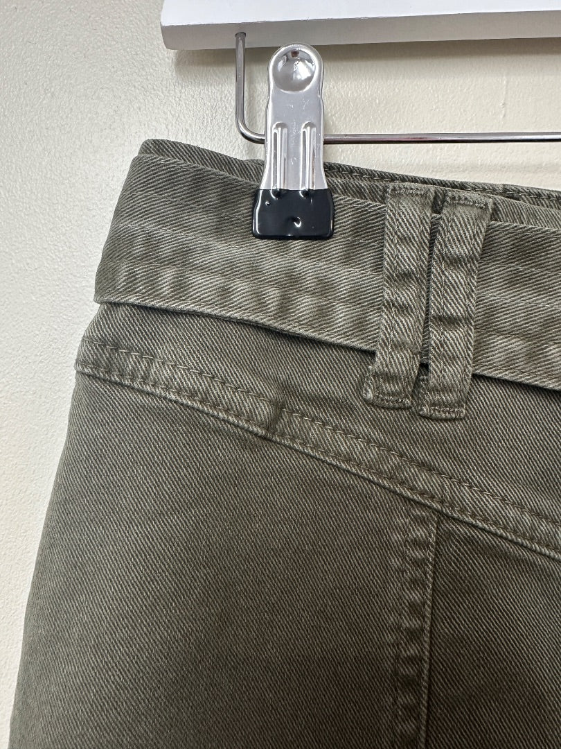 Phase Eight Khaki Green Midi Denim Skirt - Size 14