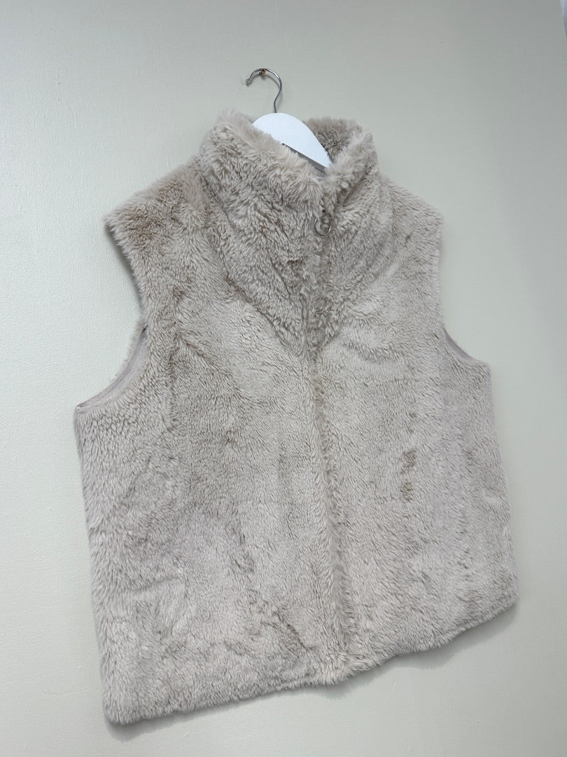 Oui Cream Faux Fur Gilet - Size 14