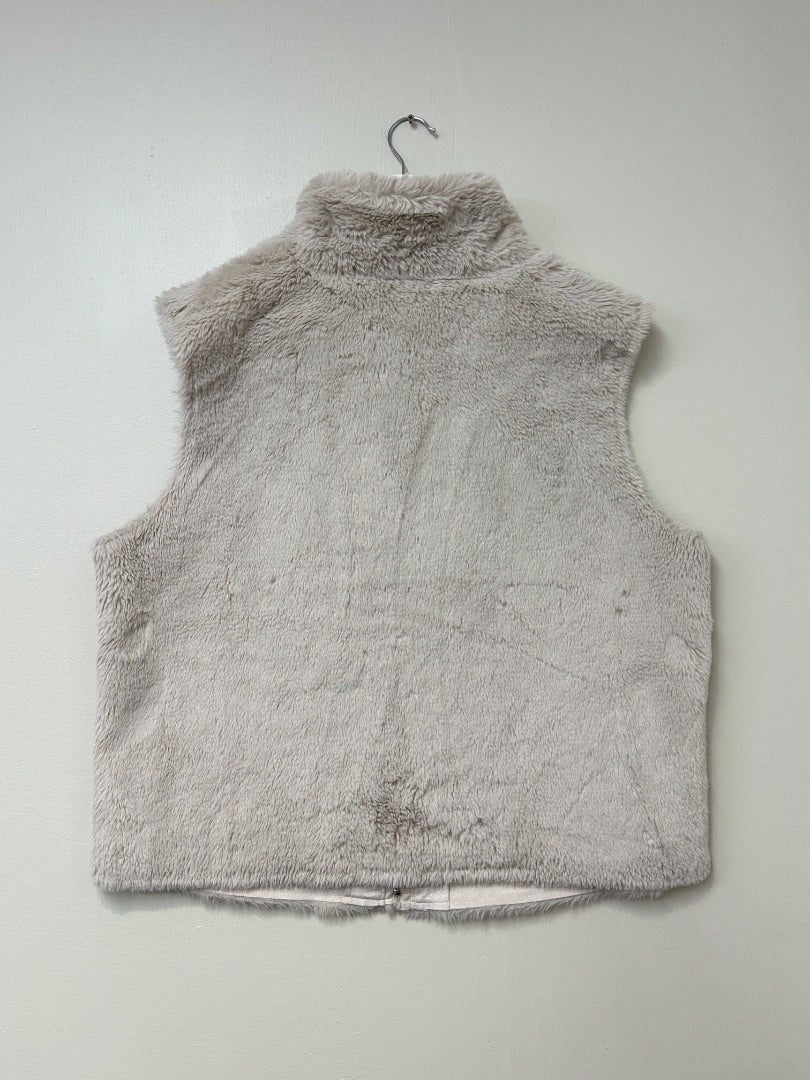 Oui Cream Faux Fur Gilet - Size 14