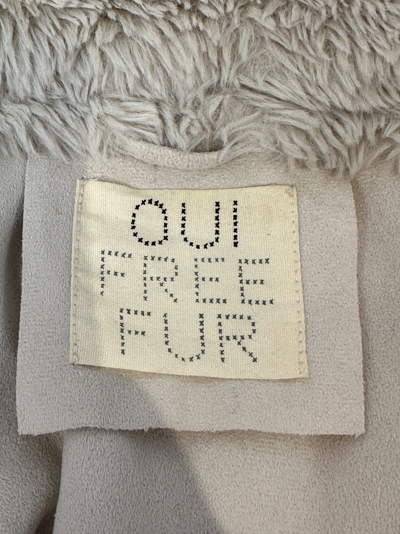 Oui Cream Faux Fur Gilet - Size 14