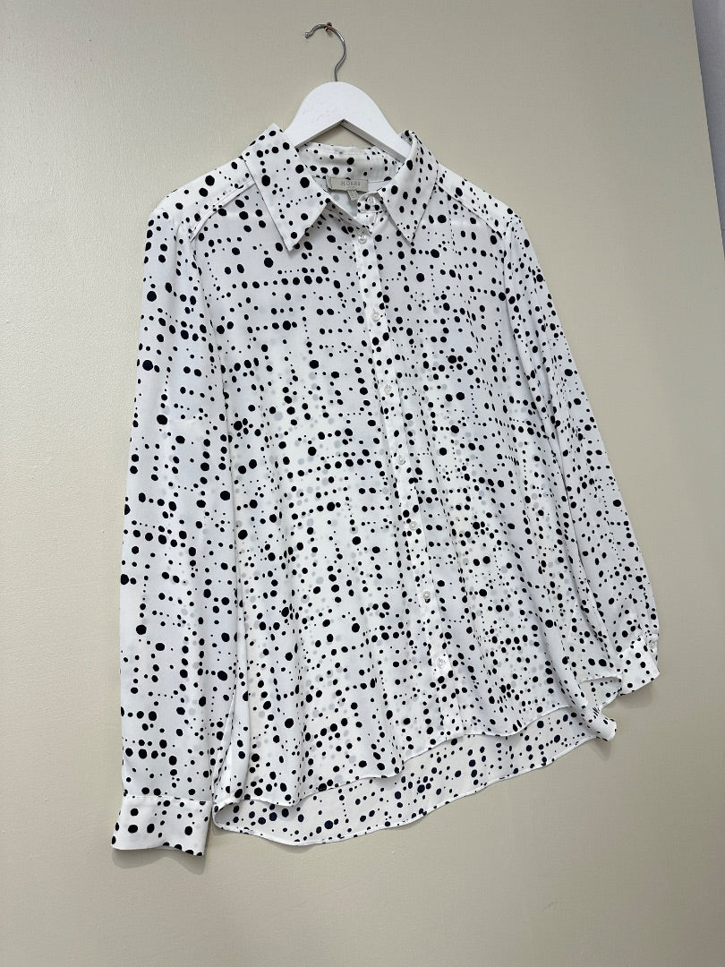 Hobbs White Black Polka Dot Shirt - Size 16