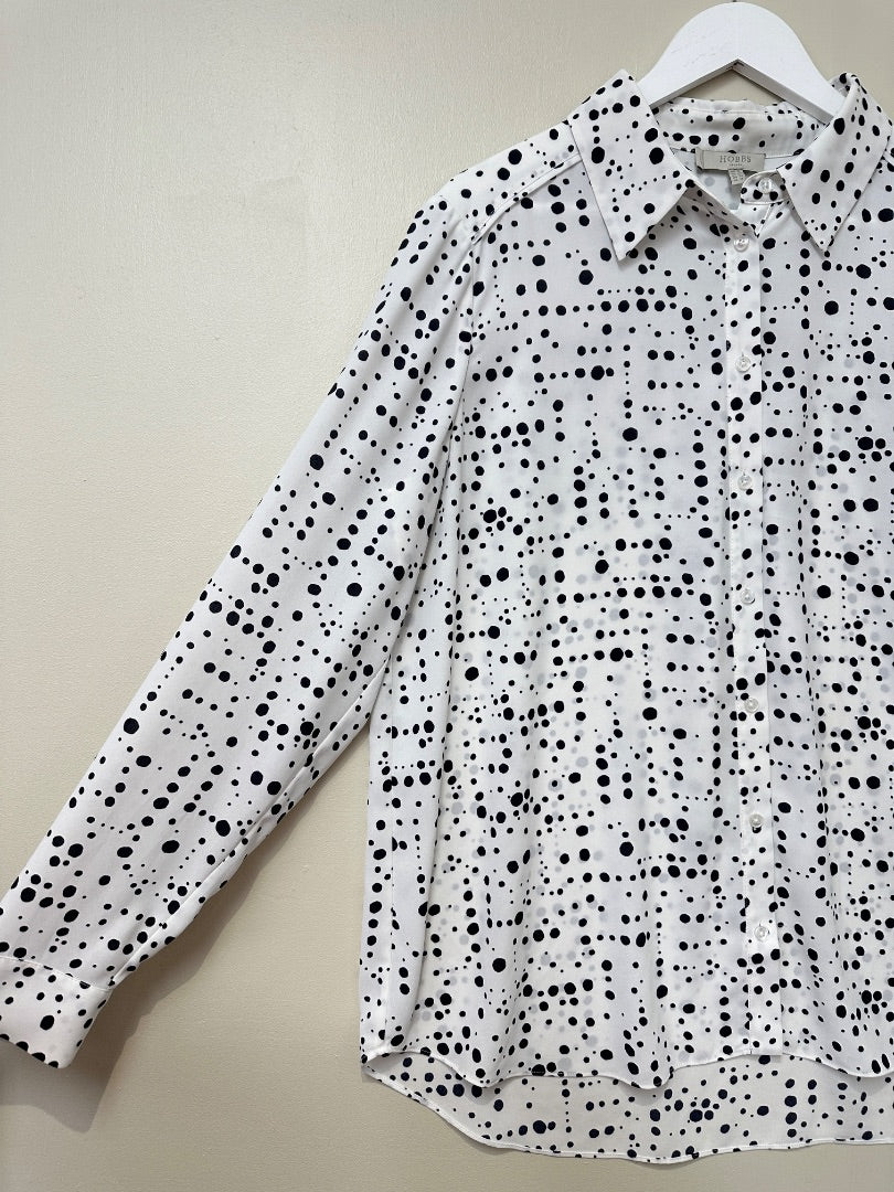 Hobbs White Black Polka Dot Shirt - Size 16