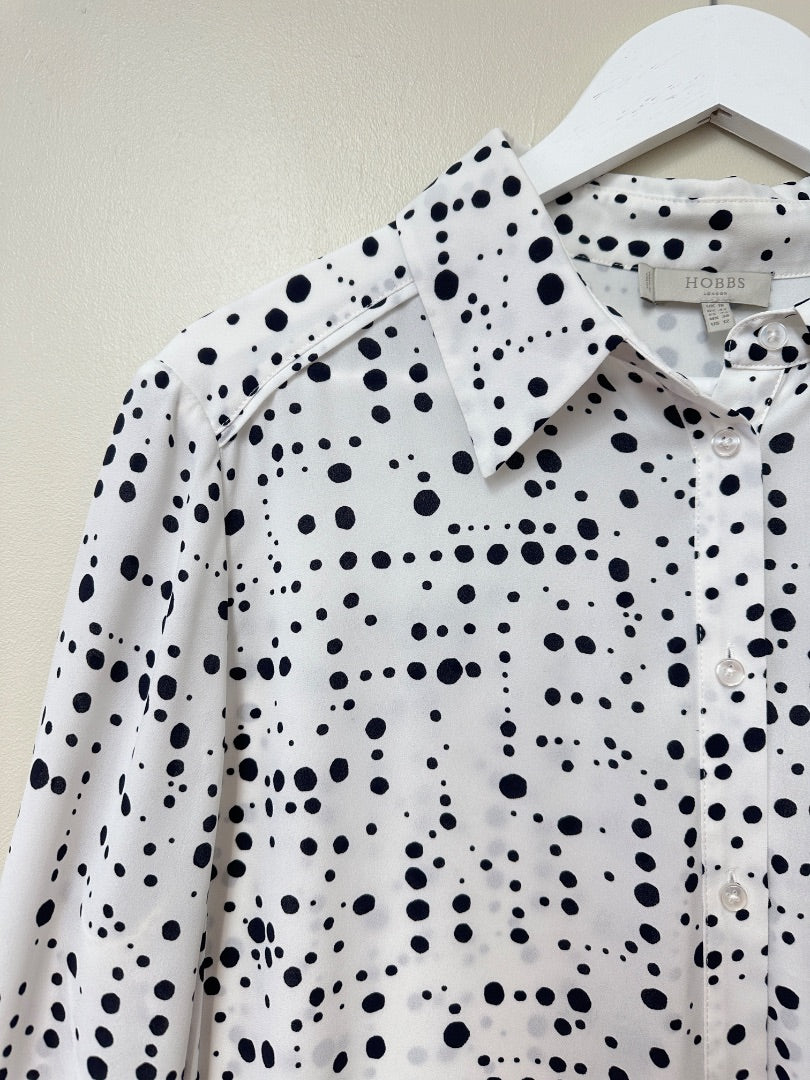 Hobbs White Black Polka Dot Shirt - Size 16