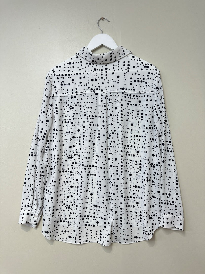 Hobbs White Black Polka Dot Shirt - Size 16