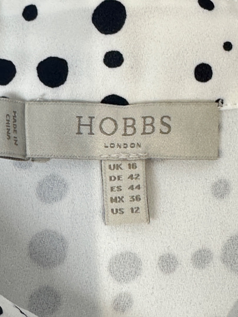 Hobbs White Black Polka Dot Shirt - Size 16