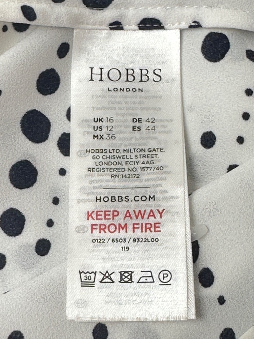 Hobbs White Black Polka Dot Shirt - Size 16