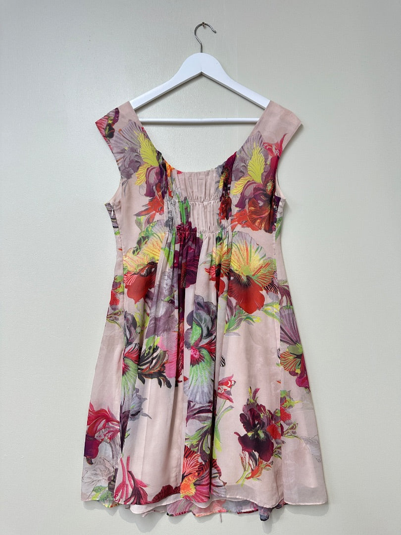Ted Baker Pink Mix Floral Dress - Size 12