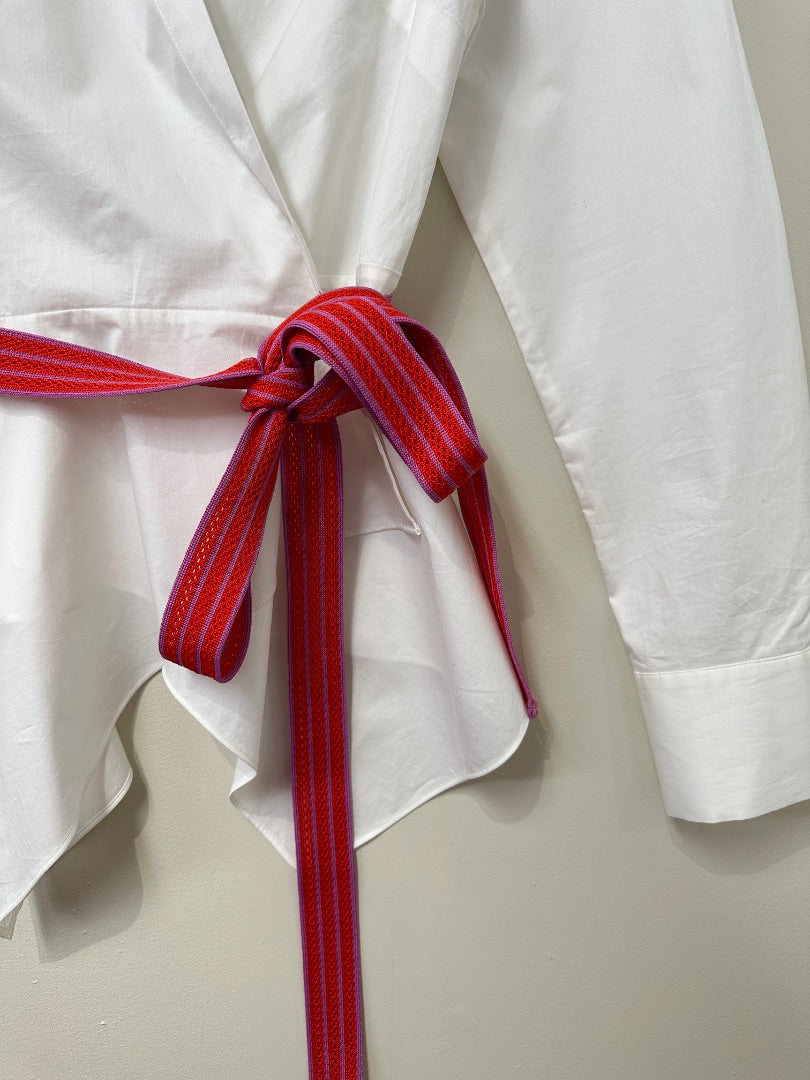 Diane Von Furstenberg White Wrap Tie Shirt - Size S