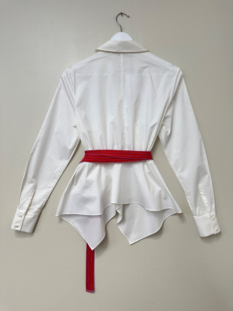 Diane Von Furstenberg White Wrap Tie Shirt - Size S