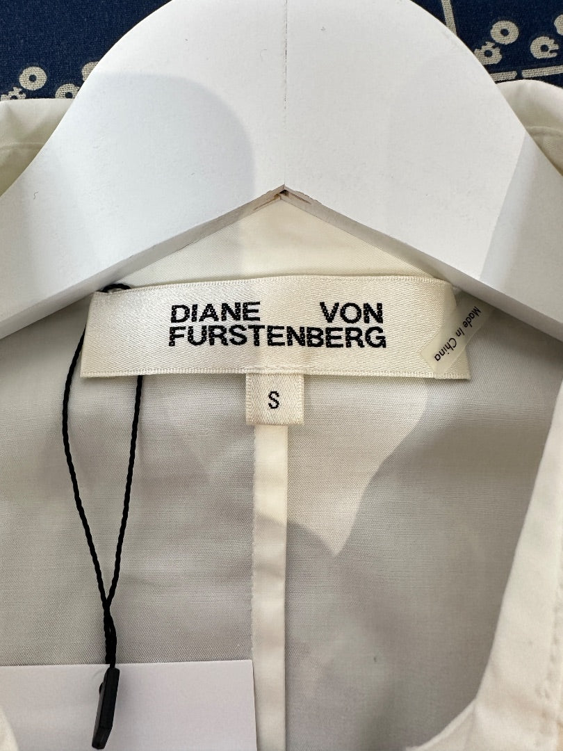 Diane Von Furstenberg White Wrap Tie Shirt - Size S