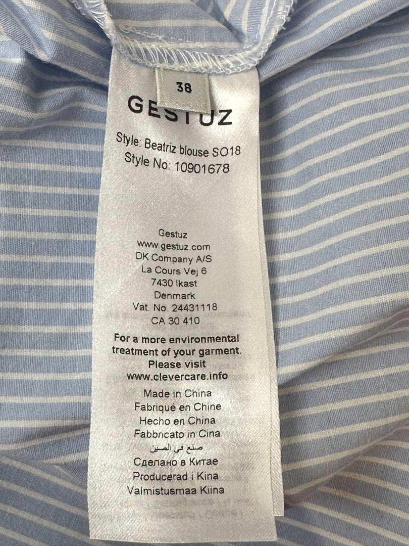 Gustuz Blue Wrap Flared Sleeve Shirt - Size 10