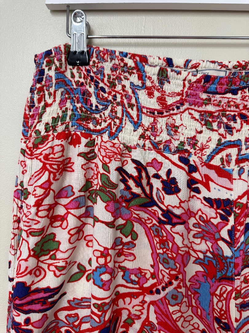 Fat Face White Pink Wide Leg Trousers - Size 12
