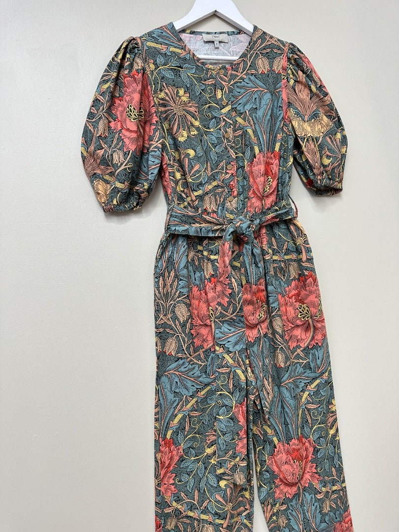 Next Green Mix X William Morris Jumpsuit - Size 8