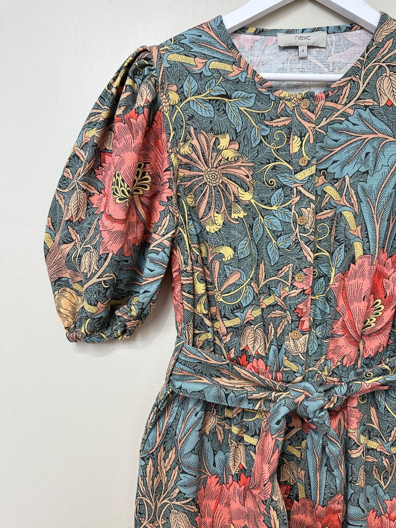 Next Green Mix X William Morris Jumpsuit - Size 8