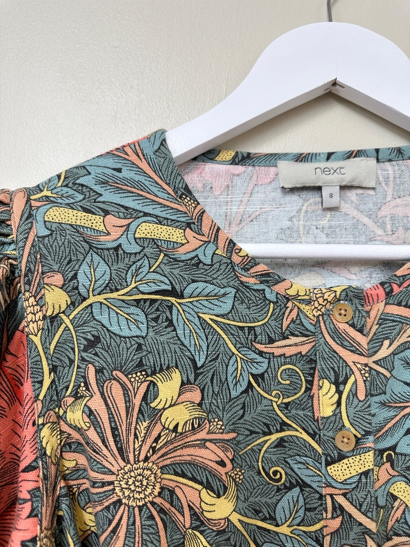 Next Green Mix X William Morris Jumpsuit - Size 8