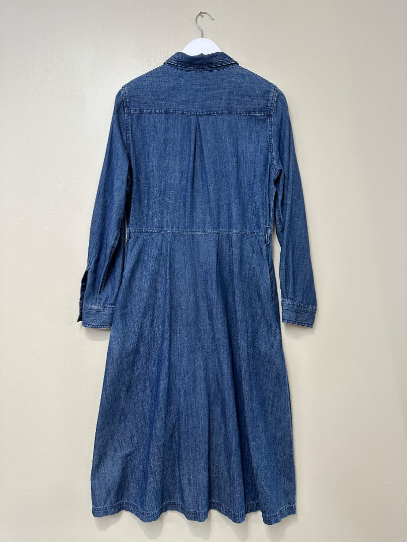M&S Blue Denim Midi Dress - Size 12