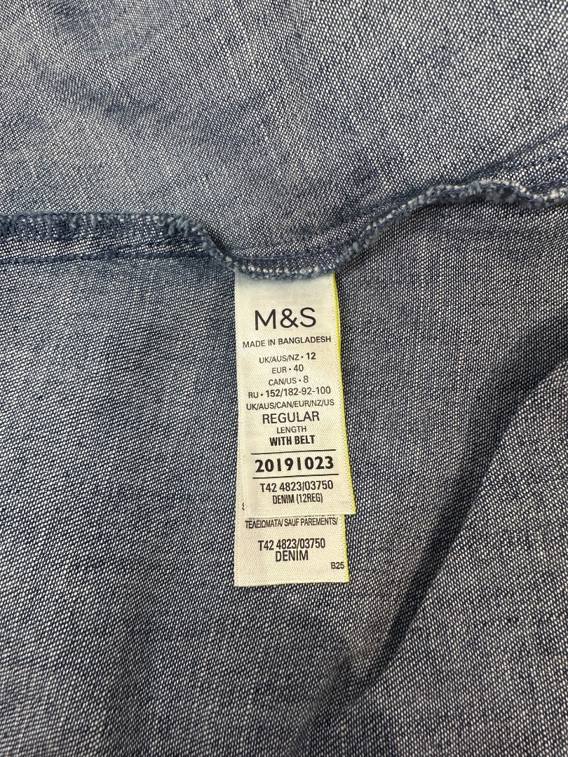 M&S Blue Denim Midi Dress - Size 12