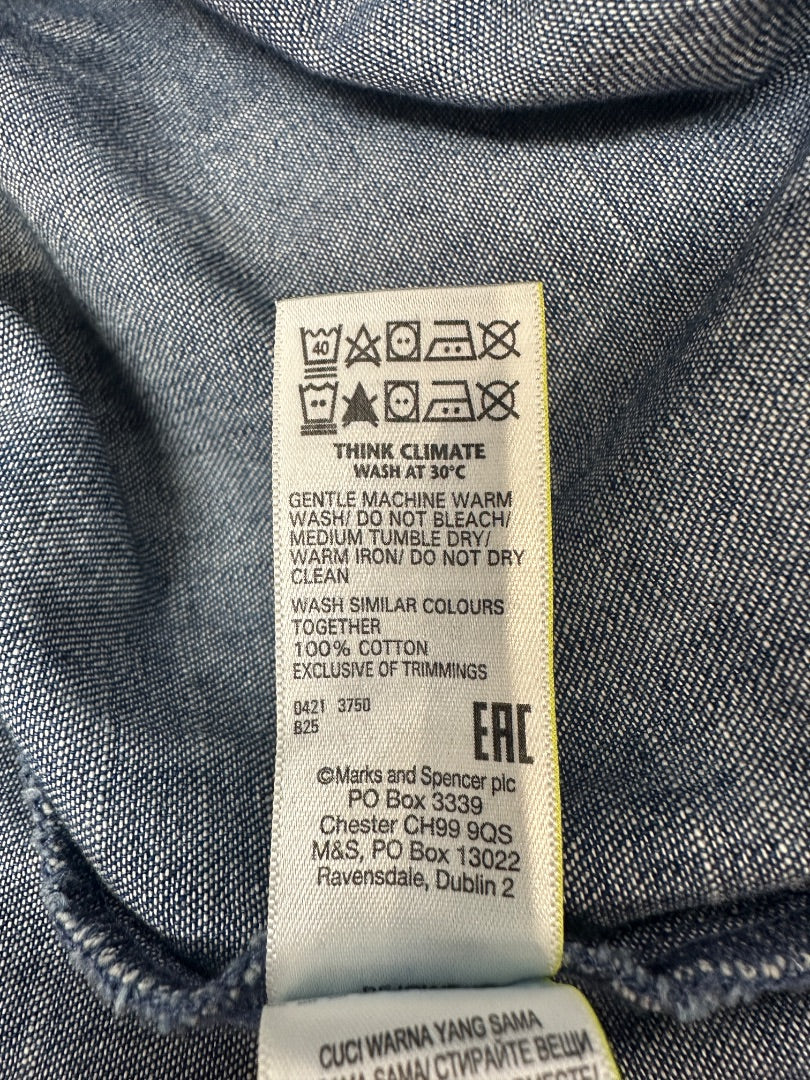 M&S Blue Denim Midi Dress - Size 12
