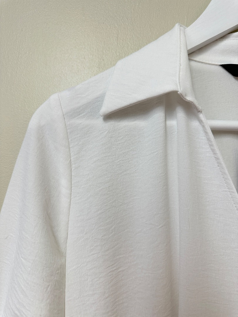 Zara White Pleated Midi Wrap Shirt Dress - Size S
