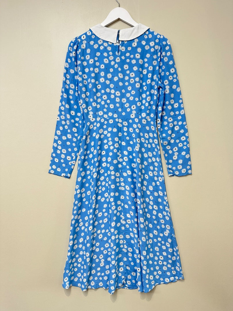 Finery Blue White Ditsy Collared Tea Dress - Size 10
