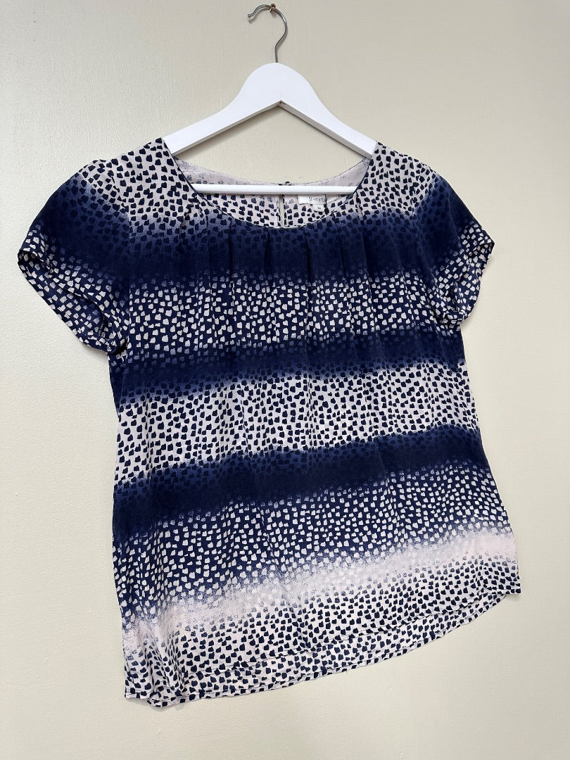 St-Martins Blue Pink Silk Boxy Top - Size 10