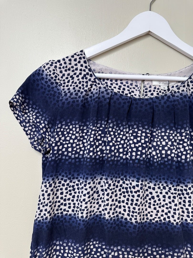 St-Martins Blue Pink Silk Boxy Top - Size 10